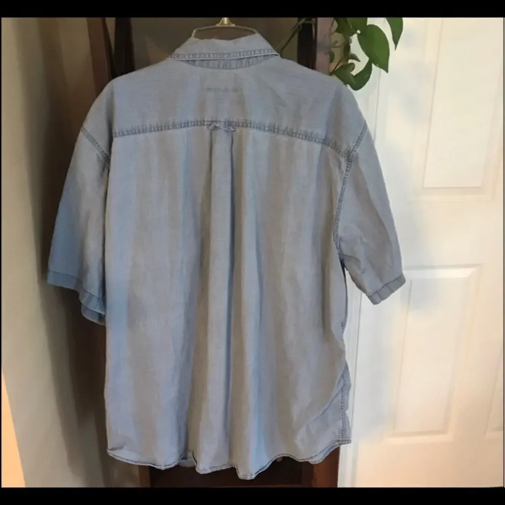 Basic Editions 2XL Blue Cotton Shirt - Picture 2 of 4